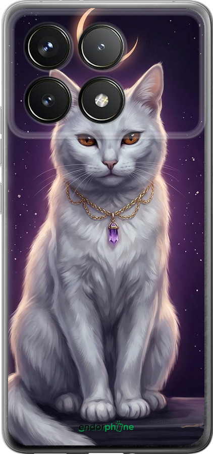 Силиконовый чехол Mystic White Cat Gothic Dark Purple Gold для Xiaomi Redmi K70 - 6805u-3799 изображение 