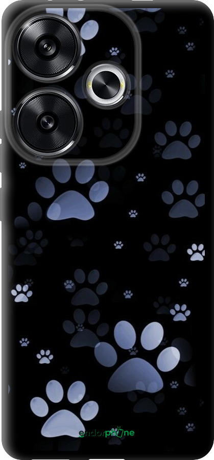 TPU чехол С синими отпечатками лап для Xiaomi Poco F6 - 6441b-3754 изображение 