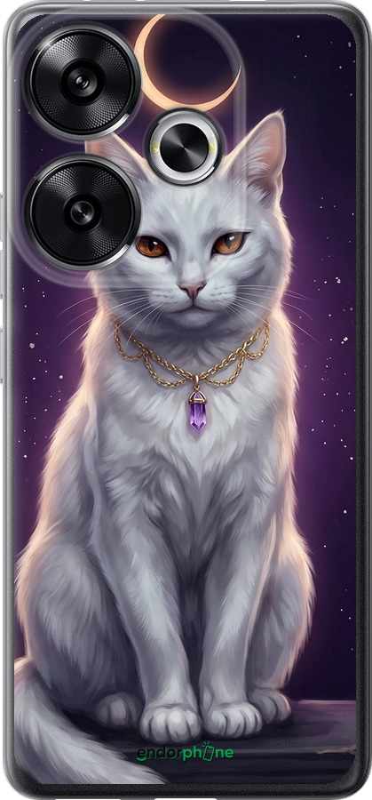 Силиконовый чехол Mystic White Cat Gothic Dark Purple Gold для Xiaomi Poco F6 - 6805u-3754 изображение 