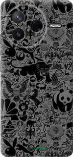 Силиконовый чехол Чёрно-серый стикер бомбинг для Xiaomi Redmi K80 - 2432u-4148 изображение 