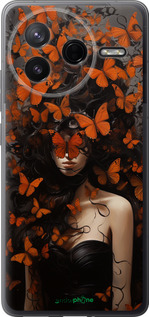 Силиконовый чехол Девушка с оранжевыми бабочками для Xiaomi Redmi K80 - 5941u-4148 изображение 