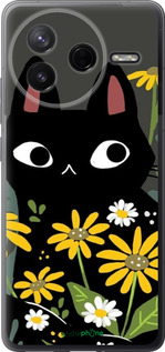 Силиконовый чехол Черный кот с цветами для Xiaomi Redmi K80 - 6448u-4148 изображение 