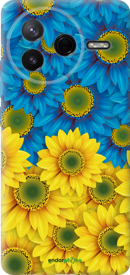 Силиконовый чехол Жёлто-голубые цветы для Xiaomi Redmi K80 - 1048u-4148 изображение 