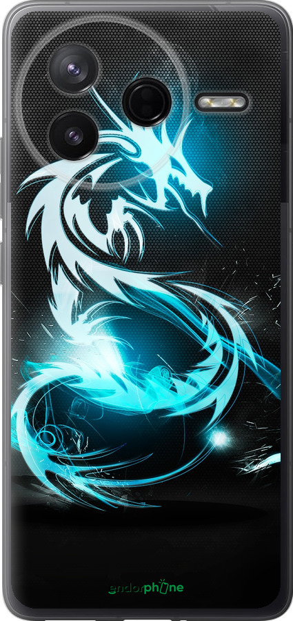 Силиконовый чехол Бело-голубой огненный дракон для Xiaomi Redmi K80 - 113u-4148 изображение 