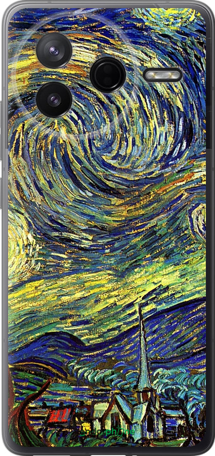 Силиконовый чехол Винсент Ван Гог. Звёздная ночь для Xiaomi Redmi K80 - 163u-4148 изображение 