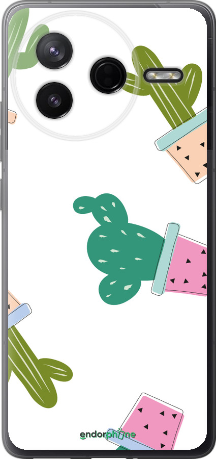 Силиконовый чехол Кактусы в горшочках для Xiaomi Redmi K80 - 3968u-4148 изображение 