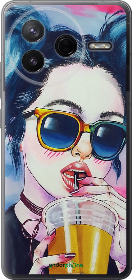 Силиконовый чехол Арт-девушка в очках для Xiaomi Redmi K80 - 3994u-4148 изображение 