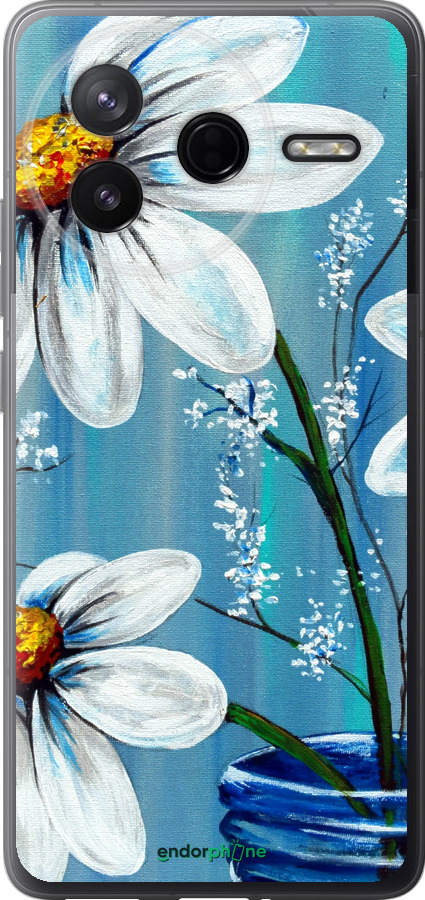 Силиконовый чехол Красивые арт-ромашки для Xiaomi POCO F7 Pro - 4031u-4085 изображение 