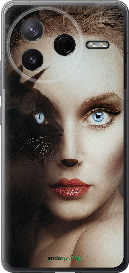 Силіконовий чехол Погляд жінки і кішки для Xiaomi Redmi K80 - 4041u-4148 изображение 