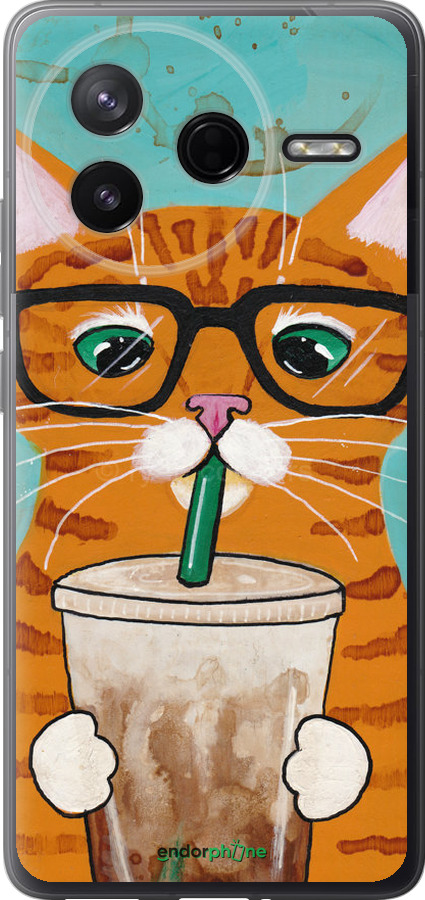 Силиконовый чехол Зеленоглазый кот в очках для Xiaomi POCO F7 Pro - 4054u-4085 изображение 