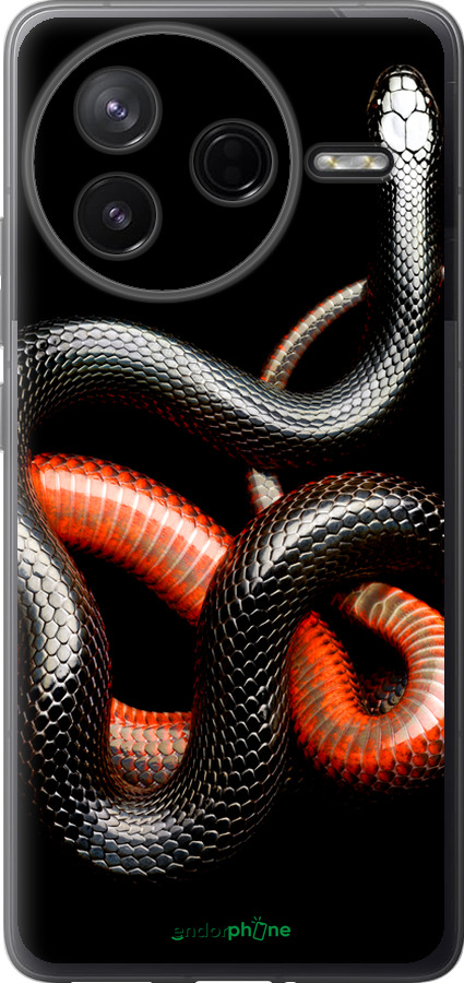 Силиконовый чехол Красно-черная змея на черном фоне для Xiaomi Redmi K80 - 4063u-4148 изображение 