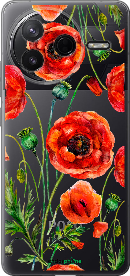 Силиконовый чехол Нарисованные маки для Xiaomi Redmi K80 - 4278u-4148 изображение 