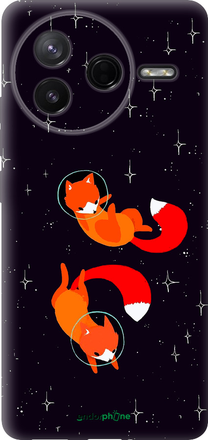 Силіконовий чехол Лисички в космосі для Xiaomi POCO F7 Pro - 4519u-4085 изображение 