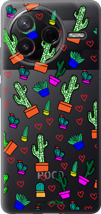 Силиконовый чехол Кактусы 4 для Xiaomi POCO F7 Pro - 4856u-4085 изображение 