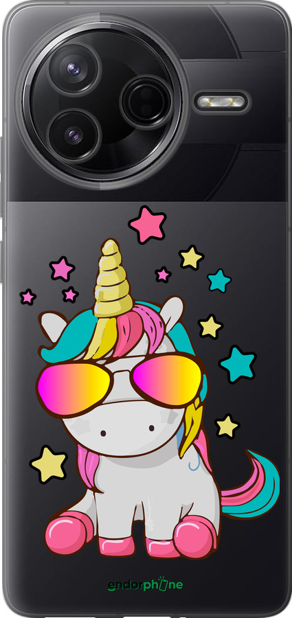 Силиконовый чехол Единорог в очках для Xiaomi POCO F7 Pro - 4879u-4085 изображение 