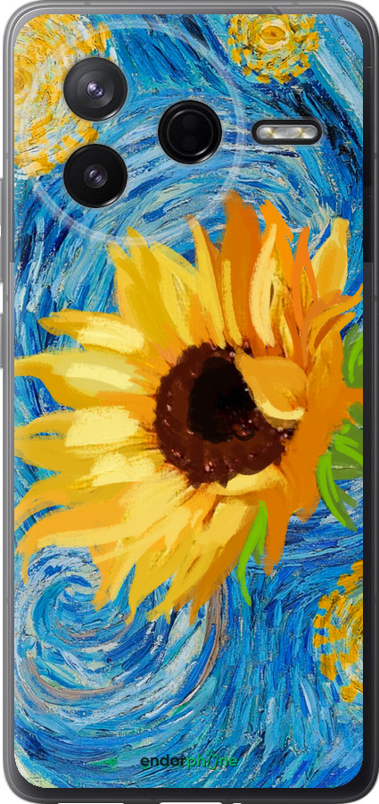 Силиконовый чехол Цветы желто-голубые для Xiaomi Redmi K80 - 5308u-4148 изображение 