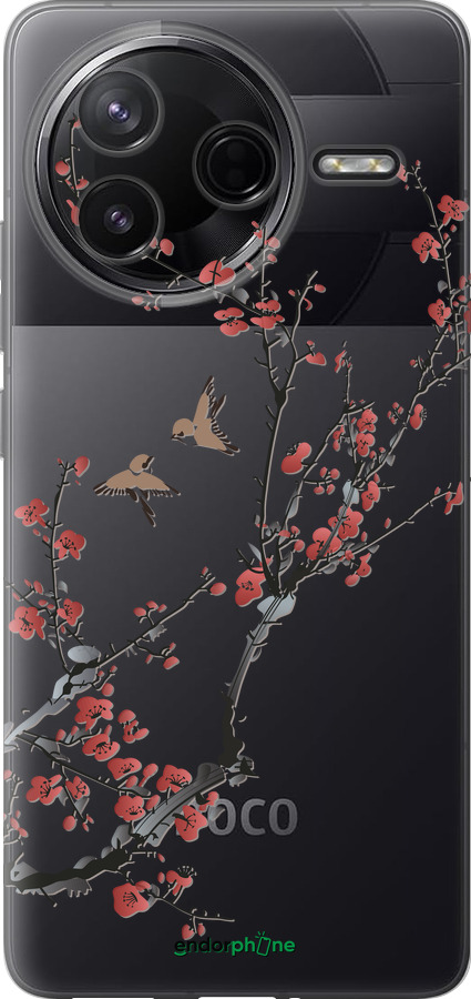 Силиконовый чехол Сакура v2 для Xiaomi POCO F7 Pro - 5538u-4085 изображение 