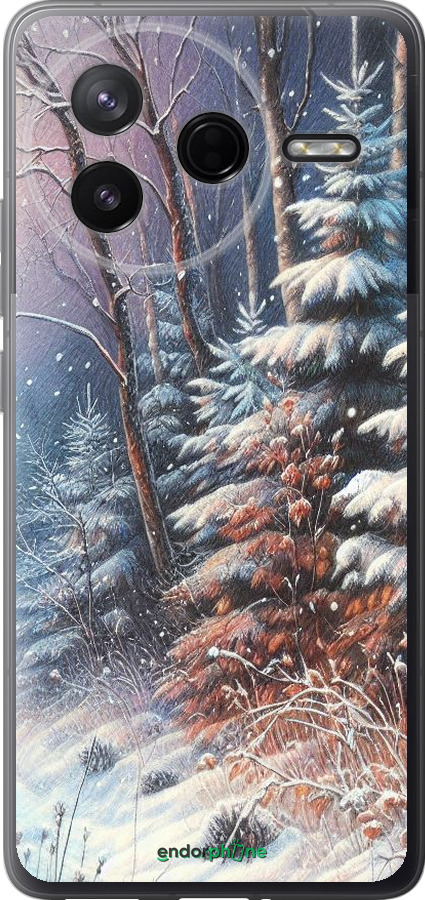 Силіконовий чехол Зимовий пейзаж для Xiaomi Redmi K80 - 5814u-4148 изображение 