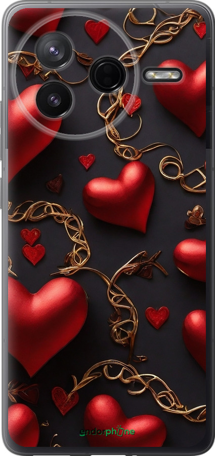 Силиконовый чехол Сердечки для Xiaomi POCO F7 Pro - 5831u-4085 изображение 