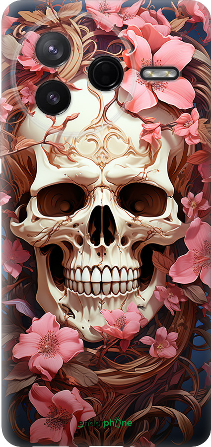 Силіконовий чехол Череп у рожевих квітах для Xiaomi Redmi K80 - 5965u-4148 изображение 