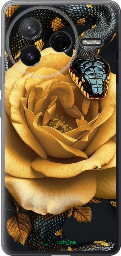 Силиконовый чехол Black snake and golden rose для Xiaomi Redmi K80 - 6068u-4148 изображение 