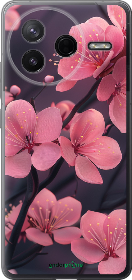 Силіконовий чехол Пурпурова сакура для Xiaomi Redmi K80 - 6075u-4148 изображение 