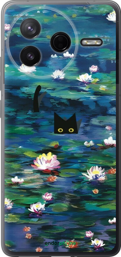 Силиконовый чехол із зображенням водяних лілій та кішок для Xiaomi Redmi K80 - 6257u-4148 изображение 