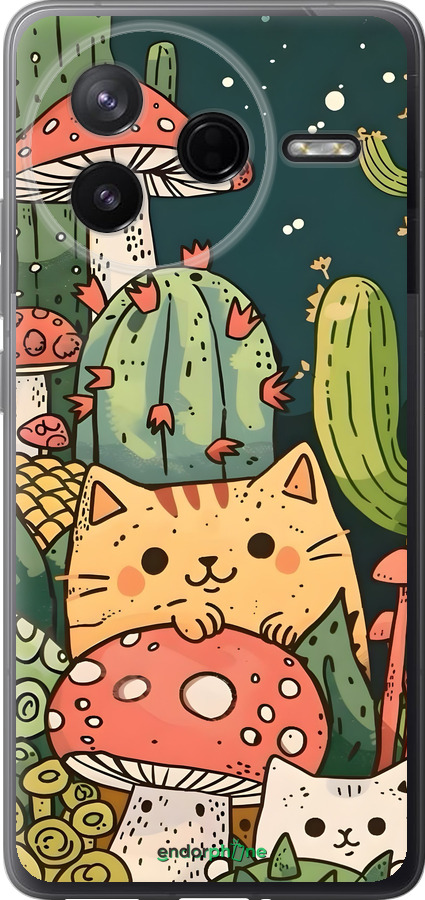 Силиконовый чехол Коты грибы для Xiaomi Redmi K80 - 6321u-4148 изображение 