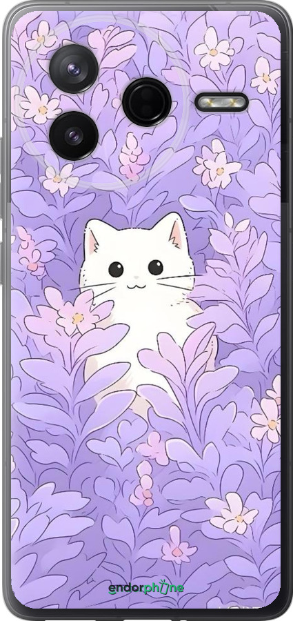 Силиконовый чехол Котик в цветах для Xiaomi POCO F7 Pro - 6390u-4085 изображение 