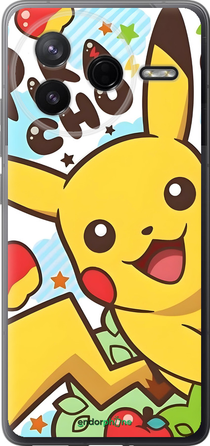 Силіконовий чехол Пикачу 2 для Xiaomi POCO F7 Pro - 6391u-4085 изображение 