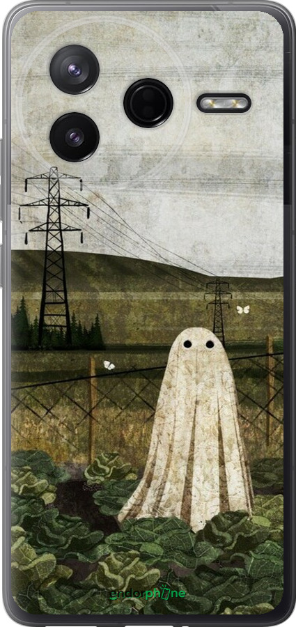Силиконовый чехол Иллюстрация призрак в капусте для Xiaomi POCO F7 Pro - 6440u-4085 изображение 
