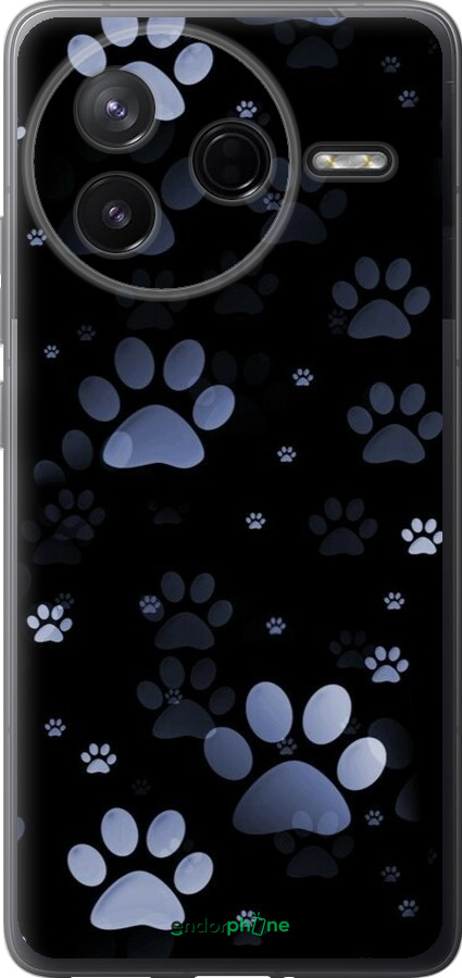 Силиконовый чехол С синими отпечатками лап для Xiaomi Redmi K80 - 6441u-4148 изображение 