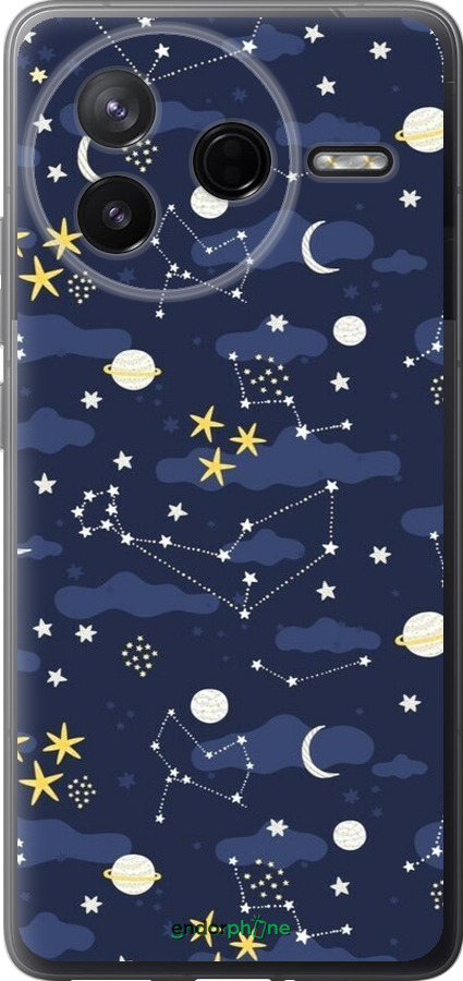 Силиконовый чехол Астрономический узор. Милый дизайн мультяшной вселенной для Xiaomi Redmi K80 - 6446u-4148 изображение 