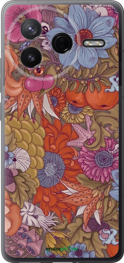 Силиконовый чехол Абстрактные цветы для Xiaomi Redmi K80 - 6526u-4148 изображение 