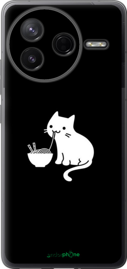 Силиконовый чехол С милым котом на черном фоне для Xiaomi Redmi K80 - 6528u-4148 изображение 