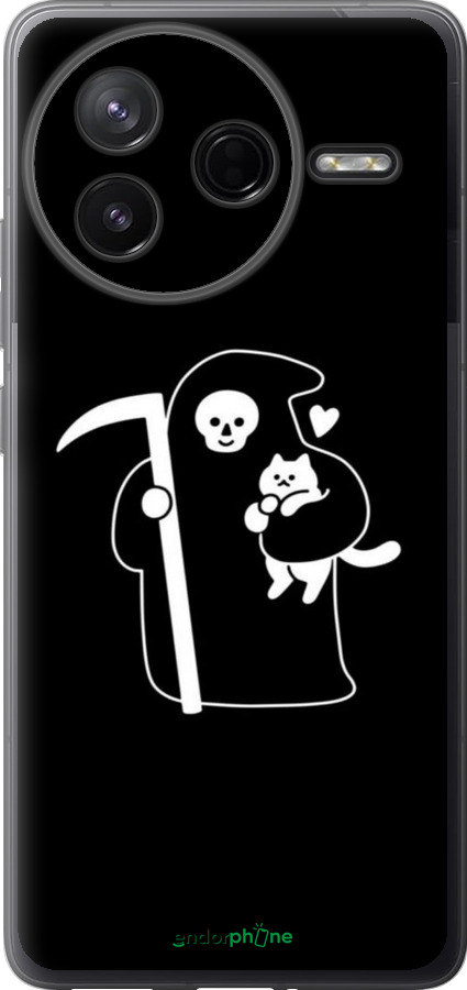 Силиконовый чехол Минималистичный арт: смерть и кошка для Xiaomi Redmi K80 - 6529u-4148 изображение 