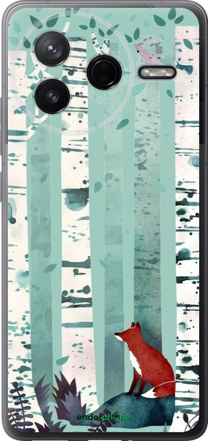 Силиконовый чехол Лис в зелёном лесу для Xiaomi Redmi K80 - 6547u-4148 изображение 