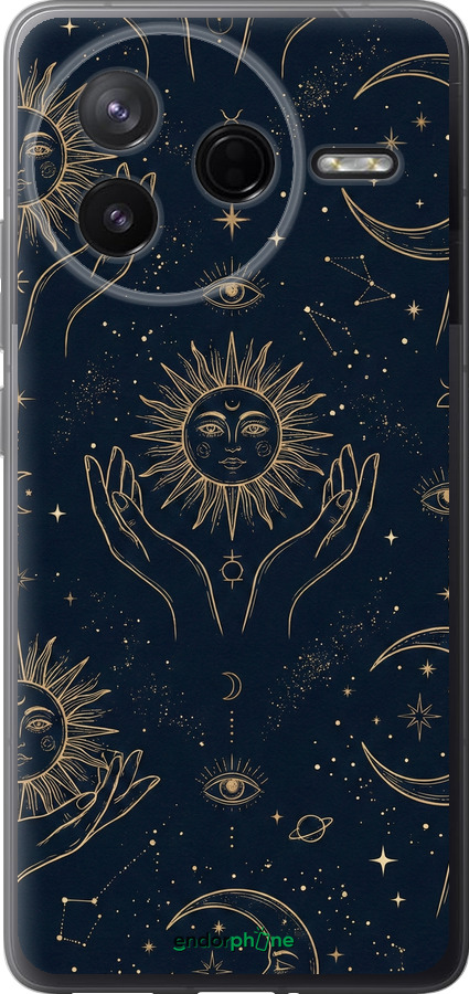 Силіконовий чехол Celestial Harmony: Sun & Moon Gold Mystic Pattern для Xiaomi Redmi K80 - 6778u-4148 изображение 