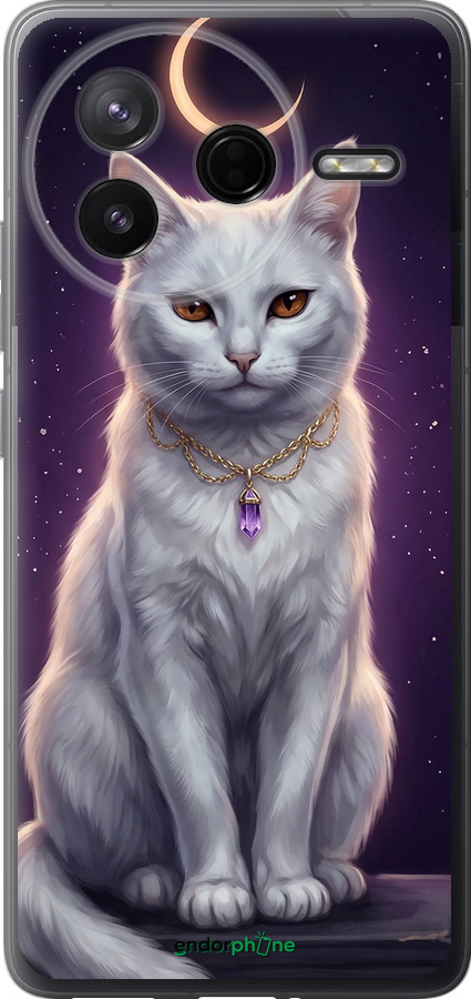 Силиконовый чехол Mystic White Cat Gothic Dark Purple Gold для Xiaomi Redmi K80 - 6805u-4148 изображение 