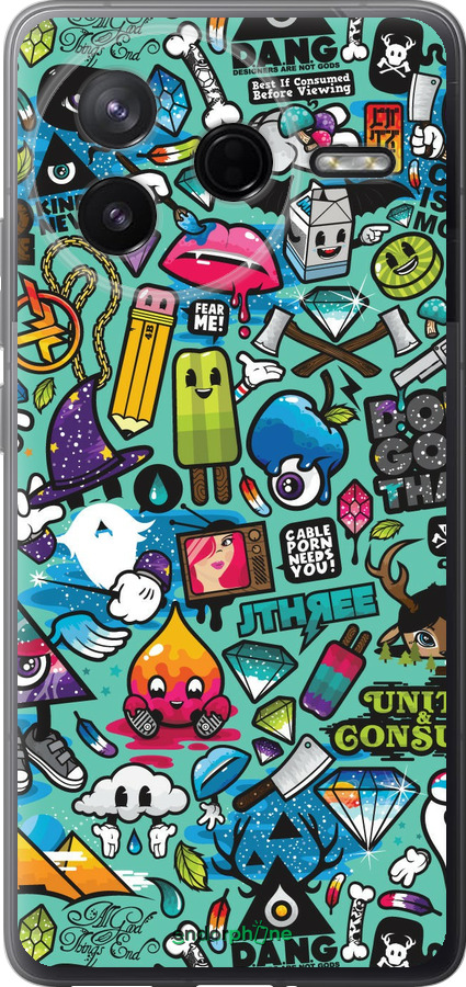 Силиконовый чехол Стикер бомбинг 1 для Xiaomi Redmi K80 - 693u-4148 изображение 