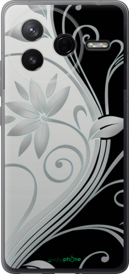 Силиконовый чехол Цветы на чёрно-белом фоне для Xiaomi Redmi K80 - 840u-4148 изображение 