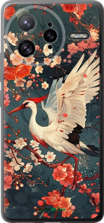 Силиконовый чехол Сакура и аист для Xiaomi Redmi K80 Pro - 6108u-4145 изображение 
