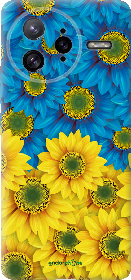 Силиконовый чехол Жёлто-голубые цветы для Xiaomi Redmi K80 Pro - 1048u-4145 изображение 