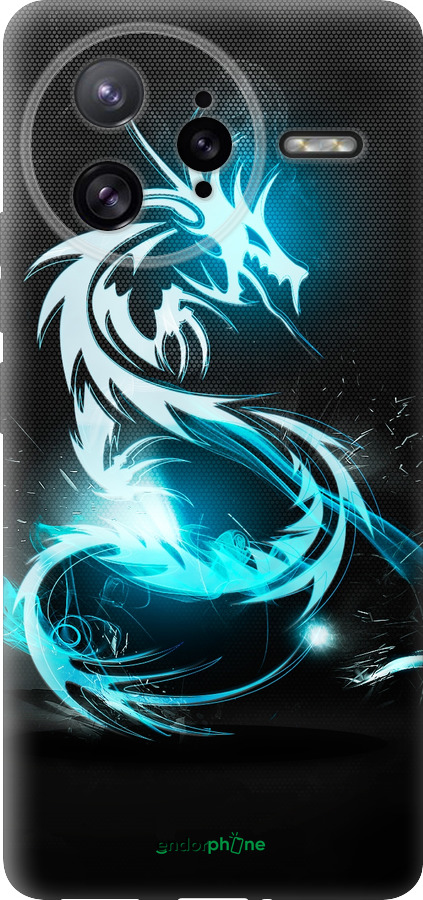 Силиконовый чехол Бело-голубой огненный дракон для Xiaomi Redmi K80 Pro - 113u-4145 изображение 