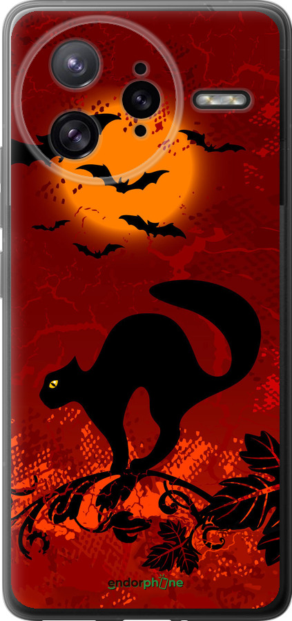 Силиконовый чехол Чёрная кошка под луной для Xiaomi Redmi K80 Pro - 1190u-4145 изображение 