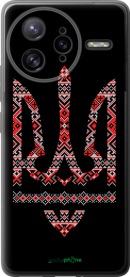 Силиконовый чехол Герб - вышиванка на черном фоне для Xiaomi Poco F7 Ultra - 1196u-4086 изображение 