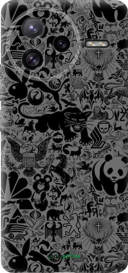 Силиконовый чехол Чёрно-серый стикер бомбинг для Xiaomi Redmi K80 Pro - 2432u-4145 изображение 