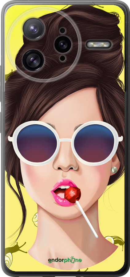 Силиконовый чехол Девушка с чупа-чупсом для Xiaomi Redmi K80 Pro - 3979u-4145 изображение 