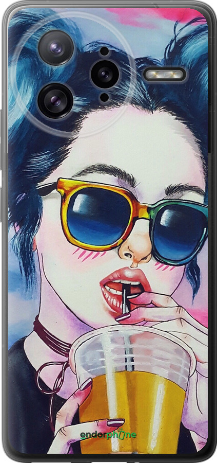 Силиконовый чехол Арт-девушка в очках для Xiaomi Poco F7 Ultra - 3994u-4086 изображение 