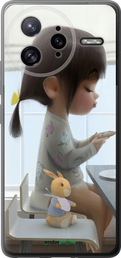 Силиконовый чехол Милая девочка с зайчиком для Xiaomi Redmi K80 Pro - 4039u-4145 изображение 